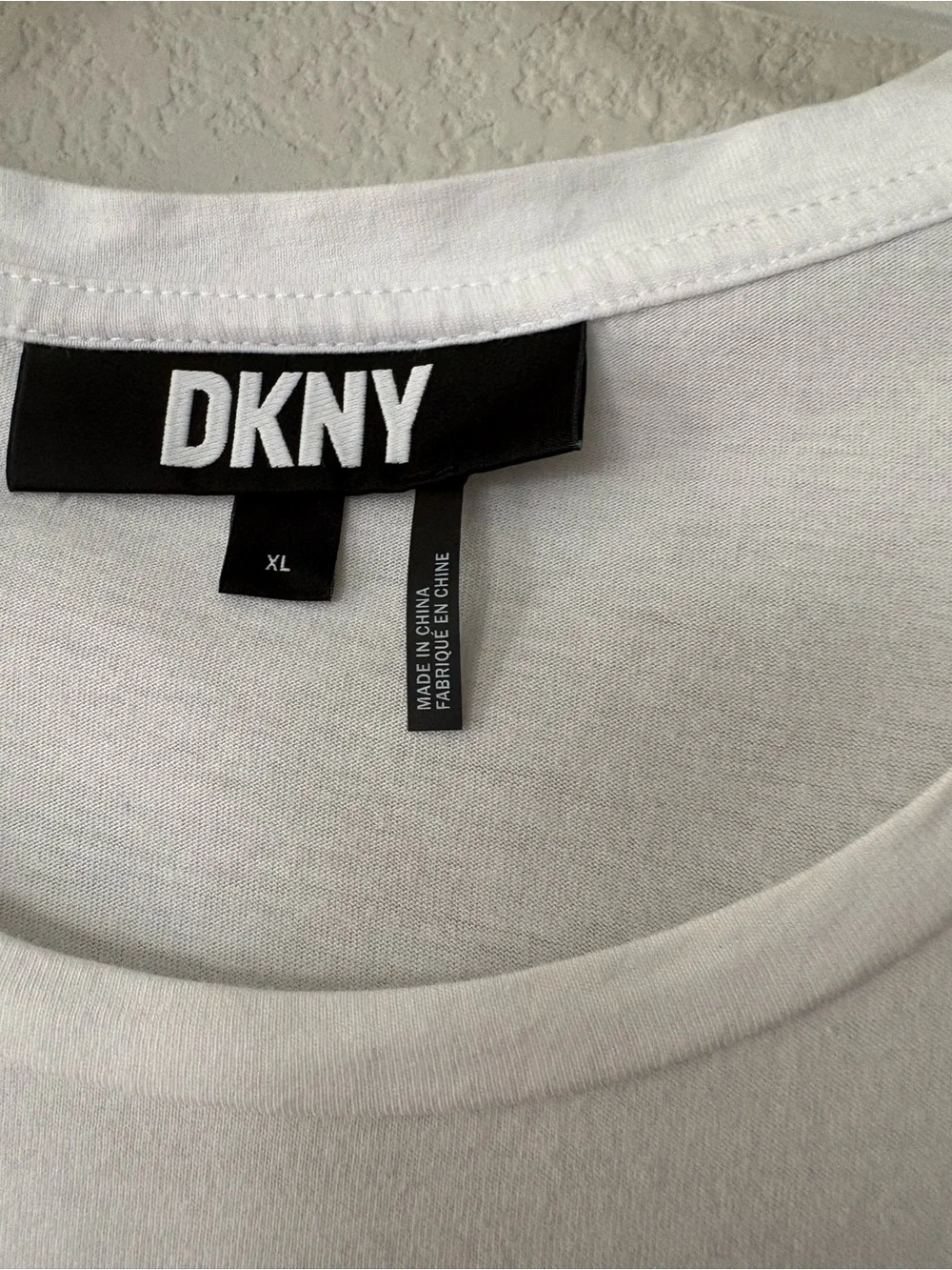 DKNY White Short Sleeve Tee with Sequin Pocket